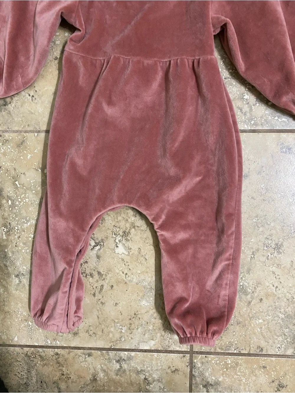 Jessica Simpson Dusty Rose Velour Smocked Baby Girl Jumpsuit Coquette Cozy 12mo